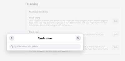 ban facebook profile from facebook page