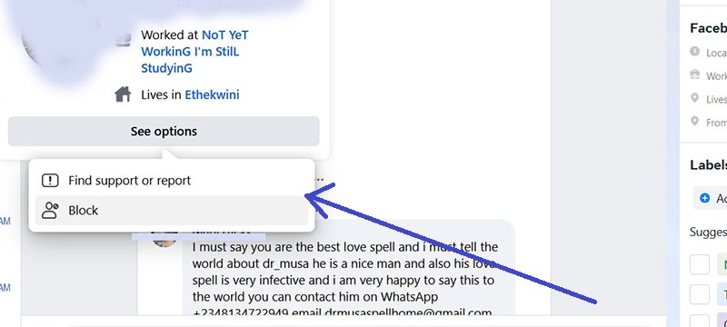 block facebook spammer from commenting on my facebook page